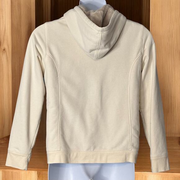 L.L.Bean Sherpa Lined Hoodie Jacket Women’s Size M Cream Cozy Casual Zip Pockets - Picture 7 of 9